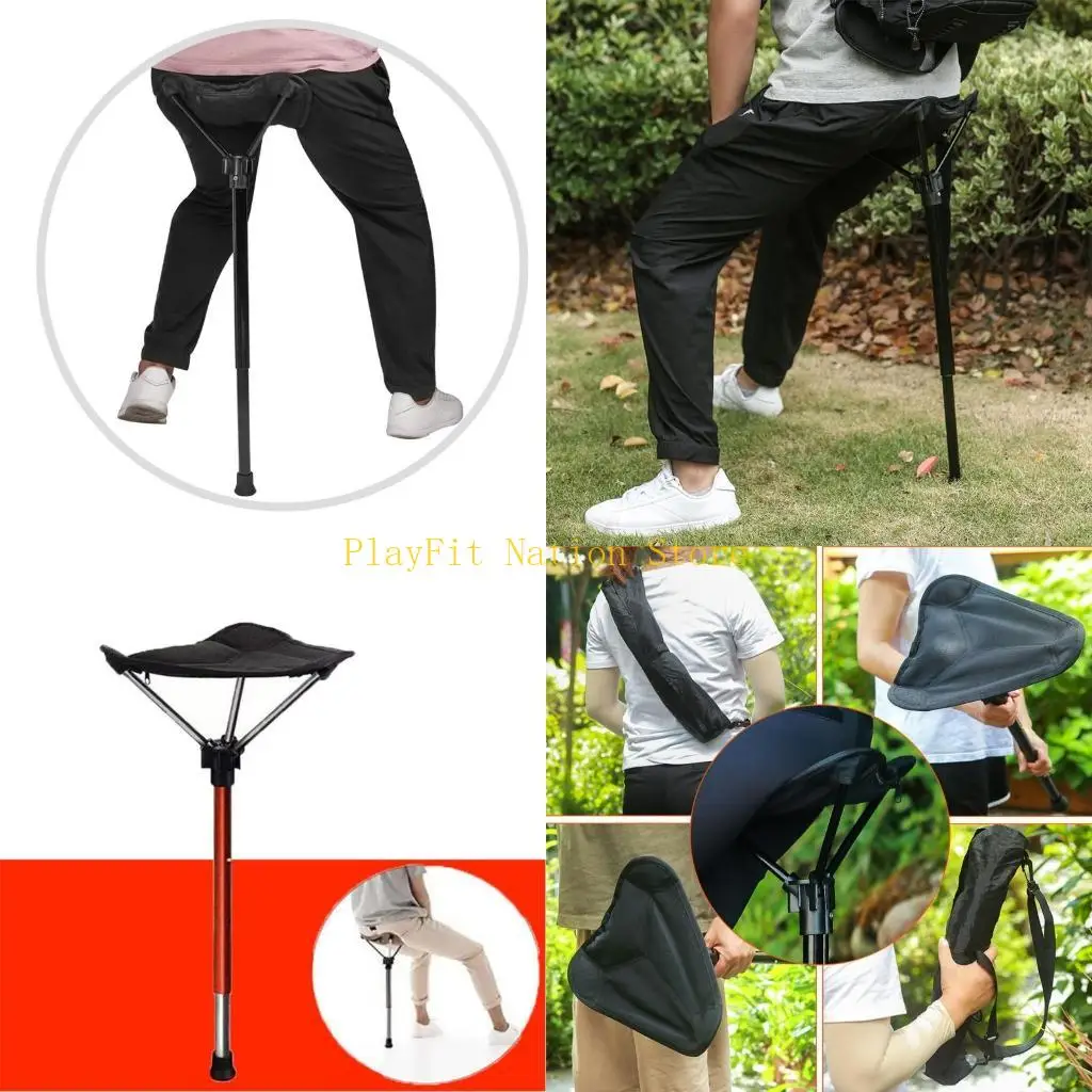 

242F Adjustable Telescopic Folding Stool Portable Single Leg High Chair Tall Slacker Chair for Outdoor Camping Walking