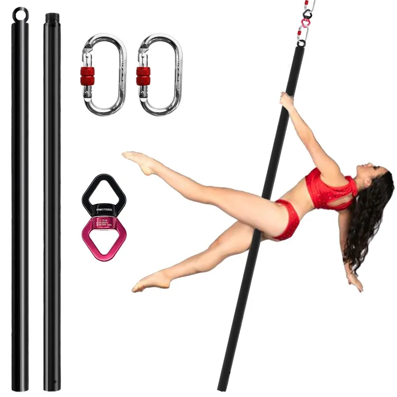 Premium 2m portable dance pole kit with rigging hardware fly pole, 45mm diameter home fitness