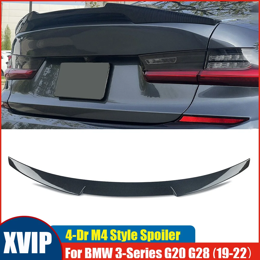 XVIP 4-Door M4 Style Spoile Gloss Carbon Trunk Spoiler Wing For BMW G20 330i M340i G28 2019-22 Sedan Trunk Spoiler Boot Wing Lip 