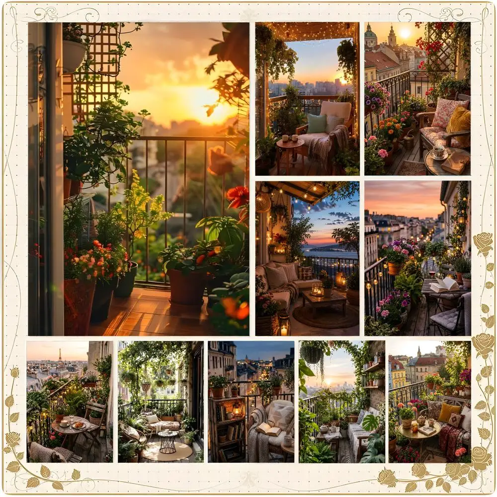 Art Nature Balcony Breeze Poster Wall Art Painting for Living Room Interior Decor and Gift Options