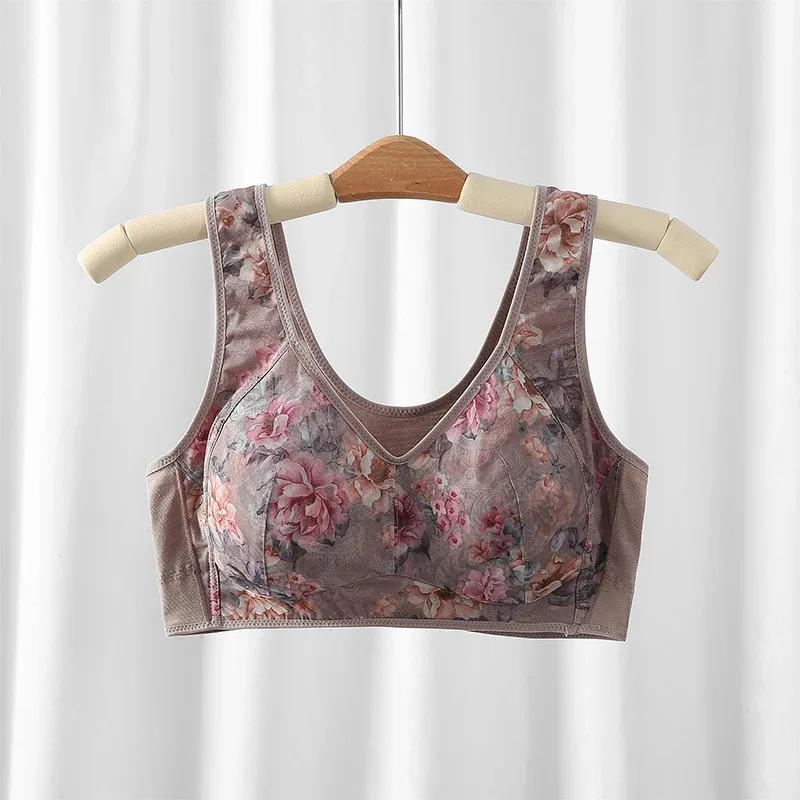 

Жилет Стиль Нижнее белье Stick On Бюстгальтер с принтом Большой бюстгальтер Femme Цветочный топ Плюс Размер Женское белье L LL 3L 4L i