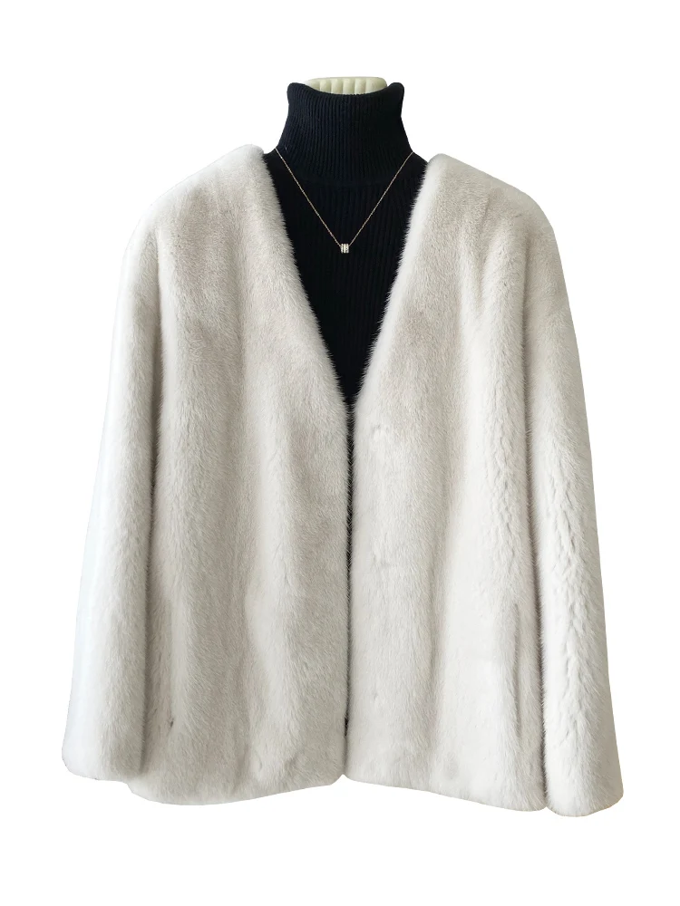 Mink Fur Coat V-neck Fashion and Young Winter New Imported Velvet Marten Overcoats Women