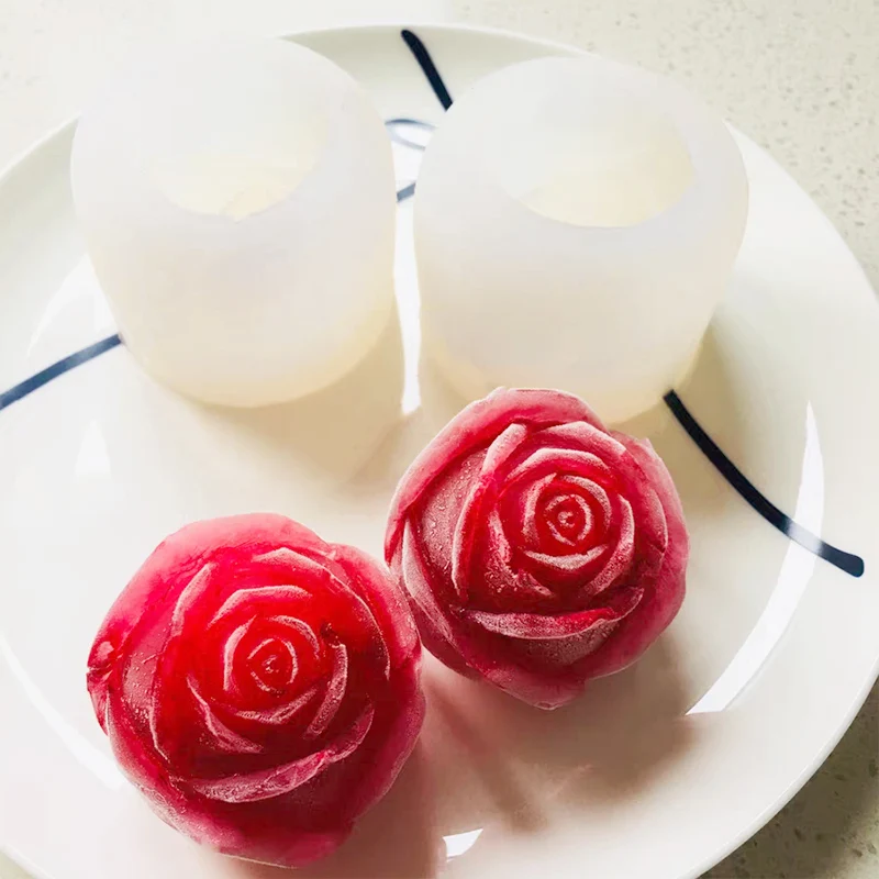 Valentine Day Flower Candle Molds Soft Silicone Rose Molds  Fondant Cake Mould Soap Jelly Ice Chocolate Decoration Baking Tool