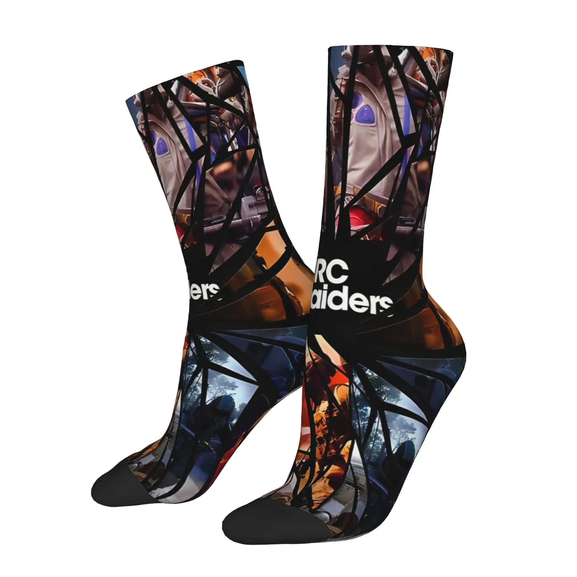 

1 Pair Funny Sock Arc Raiders 2 Fragment Harajuku Seamless Pattern Printed Men Crew Socks Casual Men's Socks