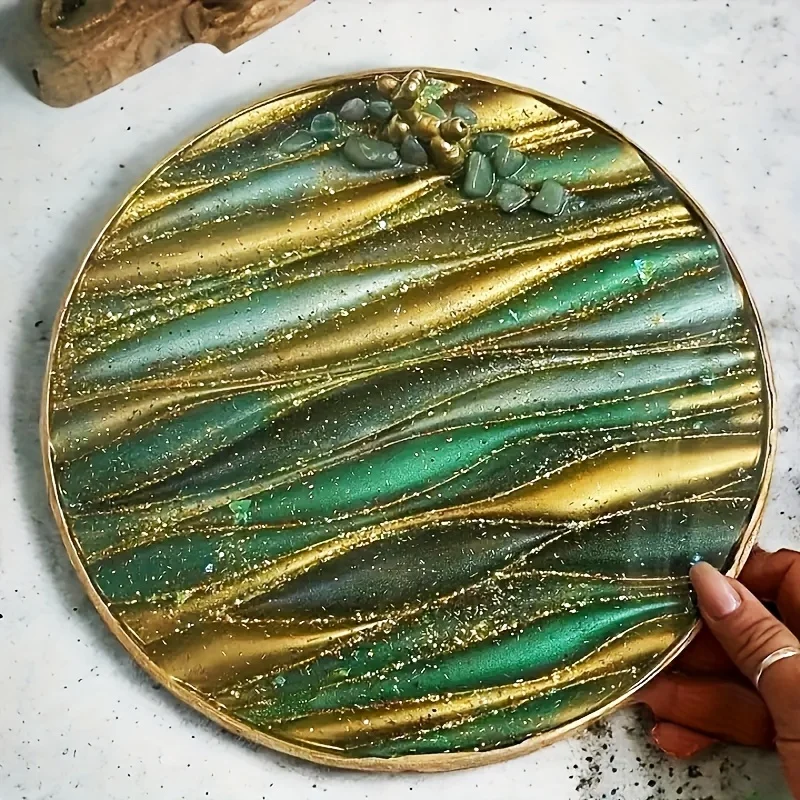 1 pcs 300mm large round resin silicone mold, wavy round tableware epoxy resin mold for DIY clock table plate home decoration