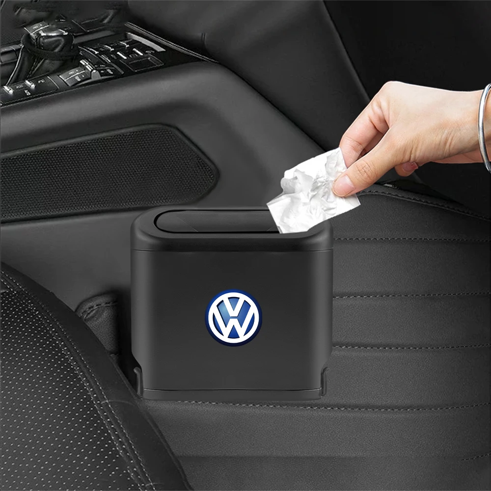 1pc New styling Car Trash Can Storage Box Vehicle Garbage Dust Cas For VW Rline Golf 5 6 Passat Tiguan Touran T-ROC Accessories