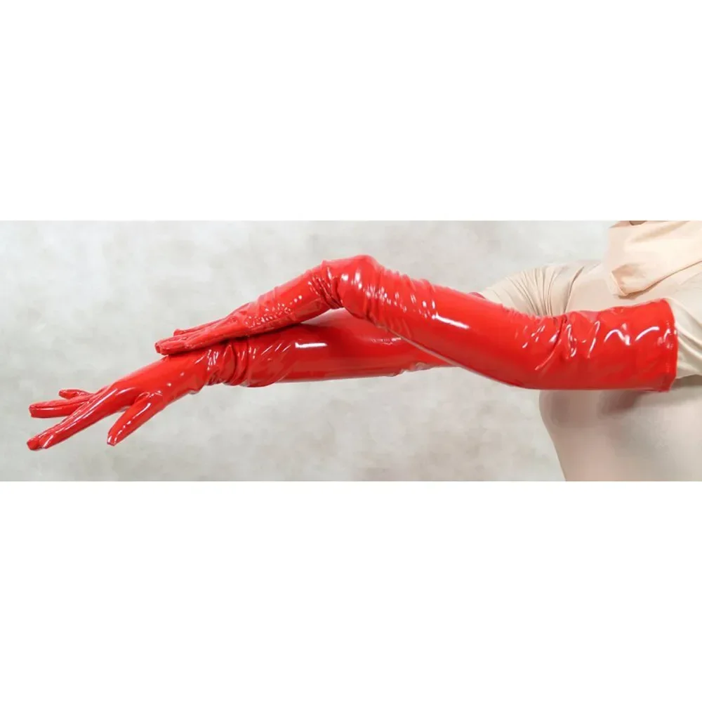 Sexy Men Women Faux Leather Long Gloves Wet Look Latex Party Opera Club Costumes New Winter Fashion Evening Party Full Finger