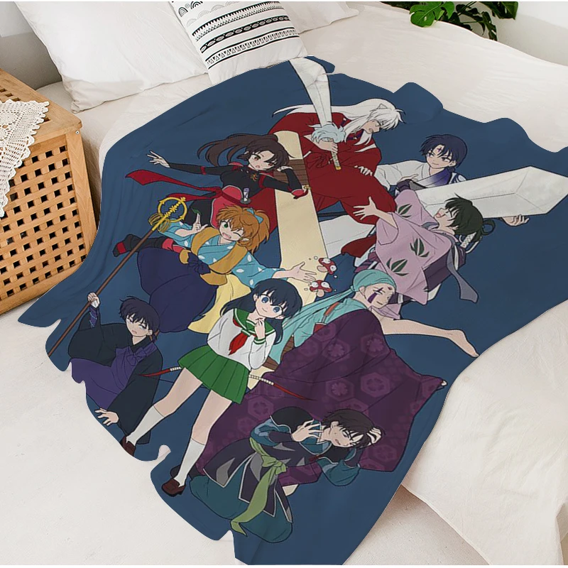 Anime Bed Blanket Sofa Winter Warm D-Inuyasha Microfiber Bedding Knee Fleece Camping Nap Flannel Fluffy Soft Blankets King Size