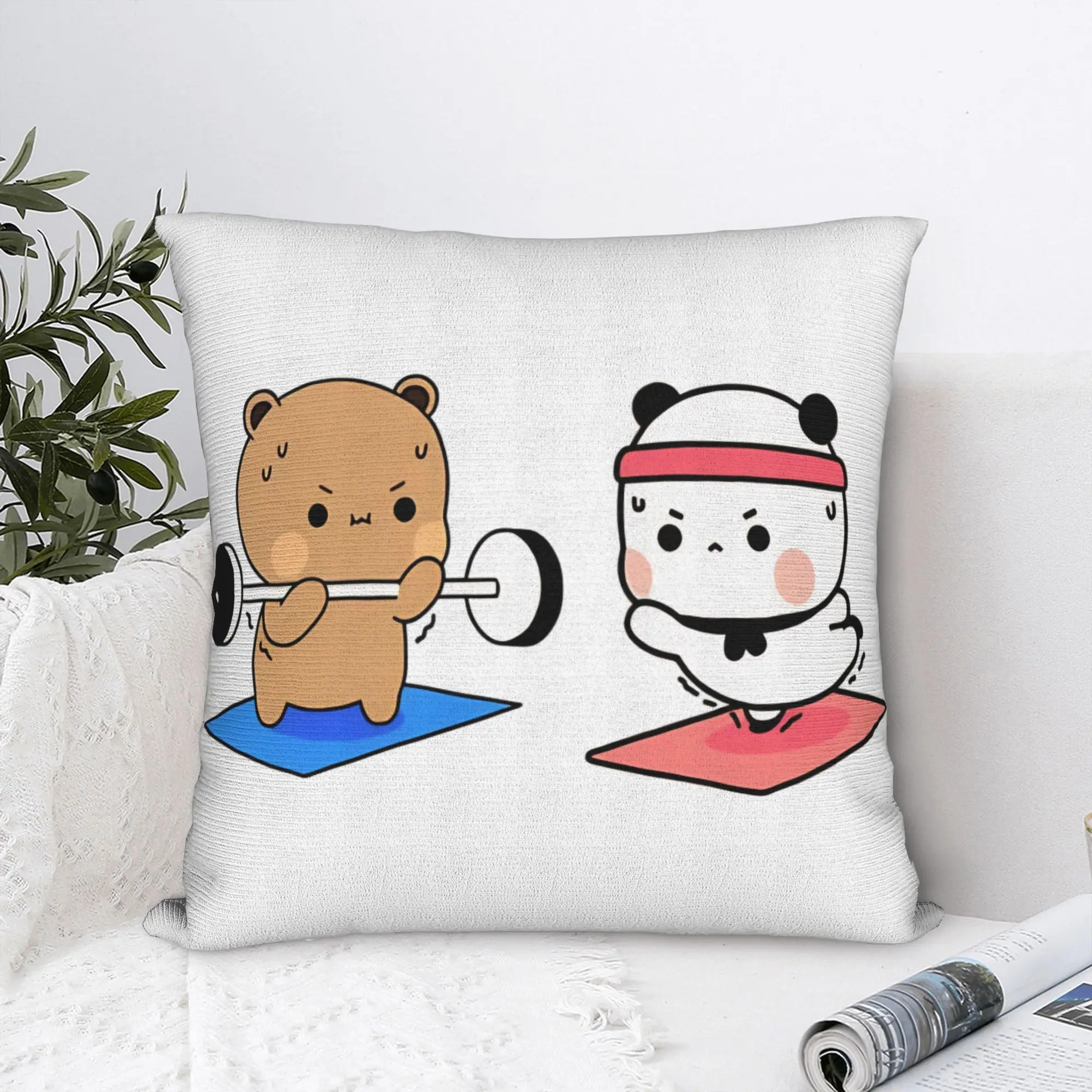 Bubu Dudu In Love Couple Sport Workout Lovers Pillow Cover Pillow Case For Office Car Home Decor Comfy Pillowcases Birthday Gift
