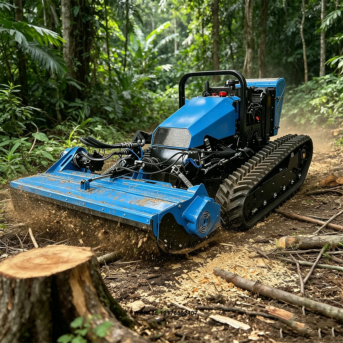 Forest Mulcher Skid Steer Attachment Heavy Duty Lawn Mower with Remote Control Hydrostatic Transmission Remote Monitoring