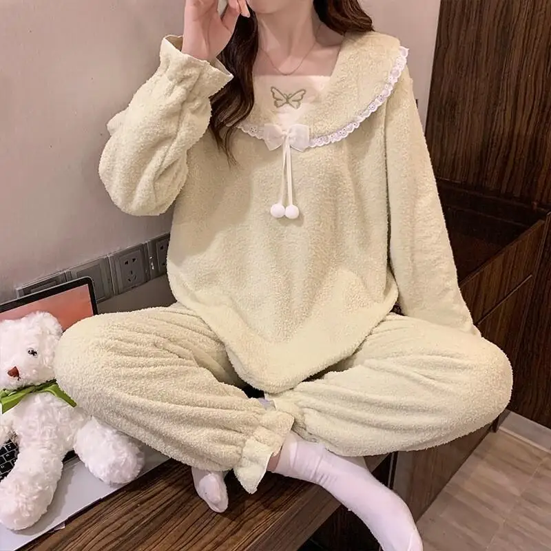

Fashion Sexy Pajamas Homewear Pajama Girl Autumn and Winter Sweet Princess Style Long Sleeves and Long Pants Pajamas New Style