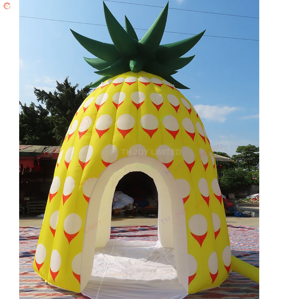 Bar inflável gigante da barraca da abacaxi de 4mh ao ar livre praia pub inflável frutas forma evento alimentos bebidas abrigo cabine para venda