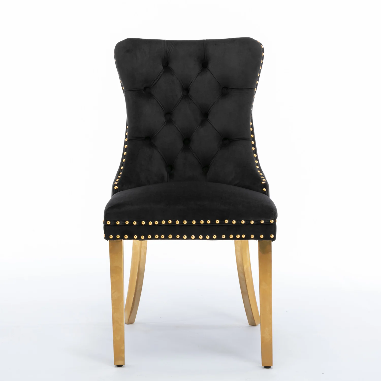 A&A Furniture,Nikki Collection Modern, High-end Tufted Solid Wood Contemporary Velvet Upholstered Dining Chair with Golden Stain