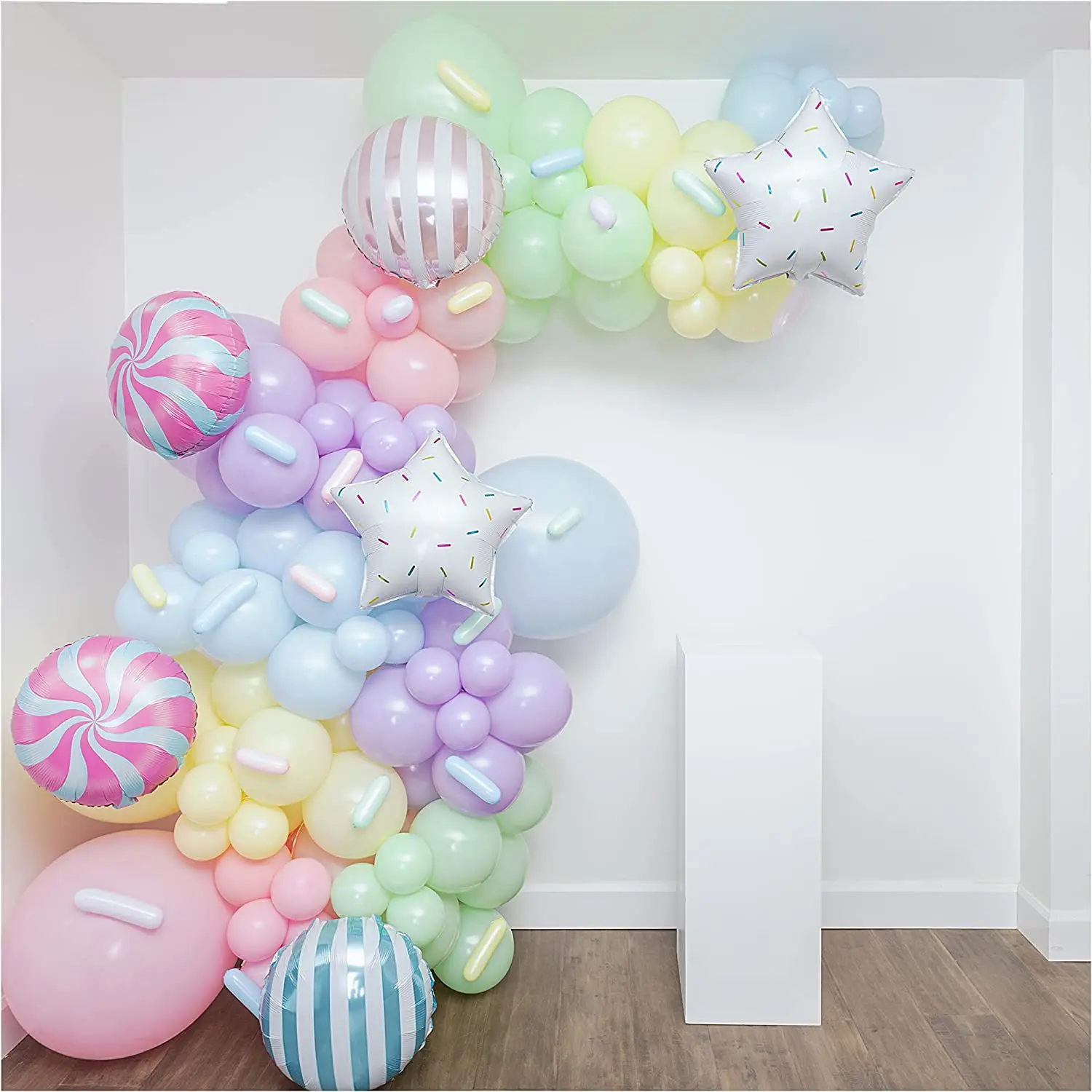 Candy Ice Cream Balloon Wreath Set Macaron Light Colored Balloon Aluminum Film Long Strip Balloon for Party Decoration