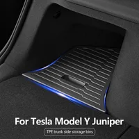 For Tesla Model Y Juniper Trunk Organizer Side Storage Box Boot Organizer Flocked TPE Mat Anti-dirty 2025 Car Travel Accessories 3