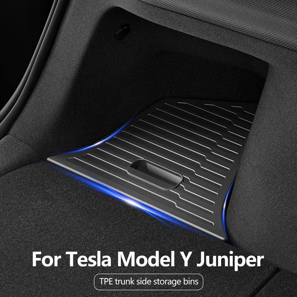 For 2025 2026 Tesla Model Y Trunk Organizer Trunk Storage Bins Cargo Mat Rear Trunk Side Storage Box Model Y Juniper Accessories