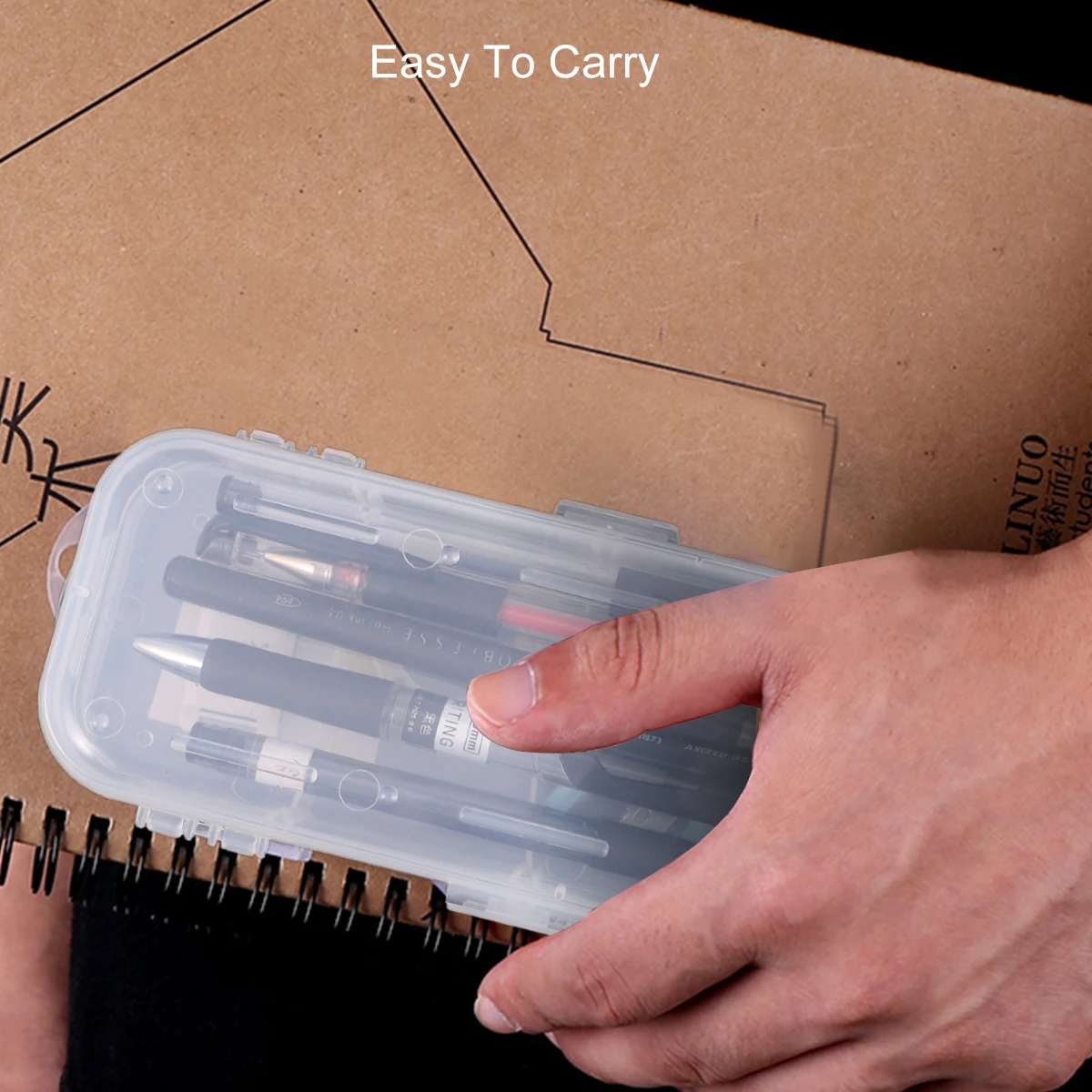 

2Pcs Clear Double Layer Pencil Case Premium Plastic Pen Box for Kids Teens Design Pencil Storage Organizer Compact