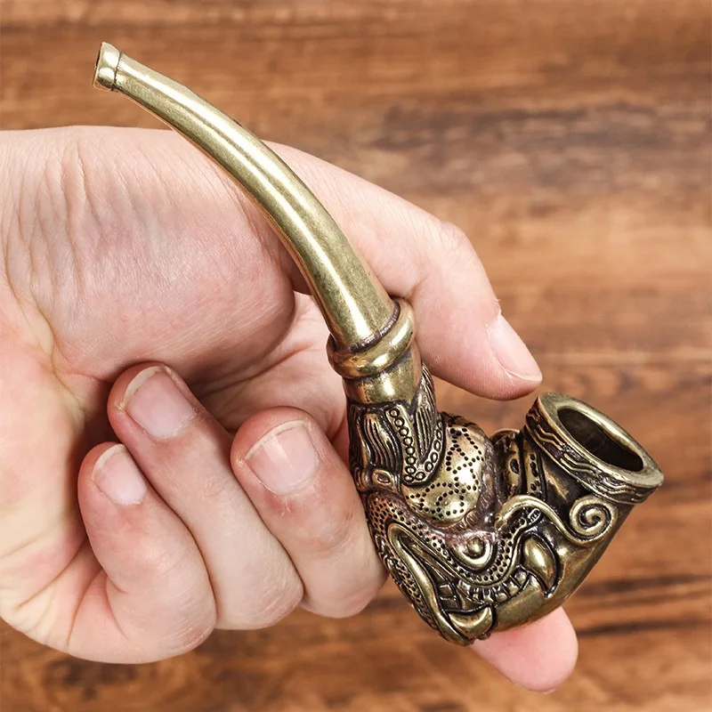 Brass large faucet pipe dry tobacco bag pot copper utensils for men trendy smoking accessories