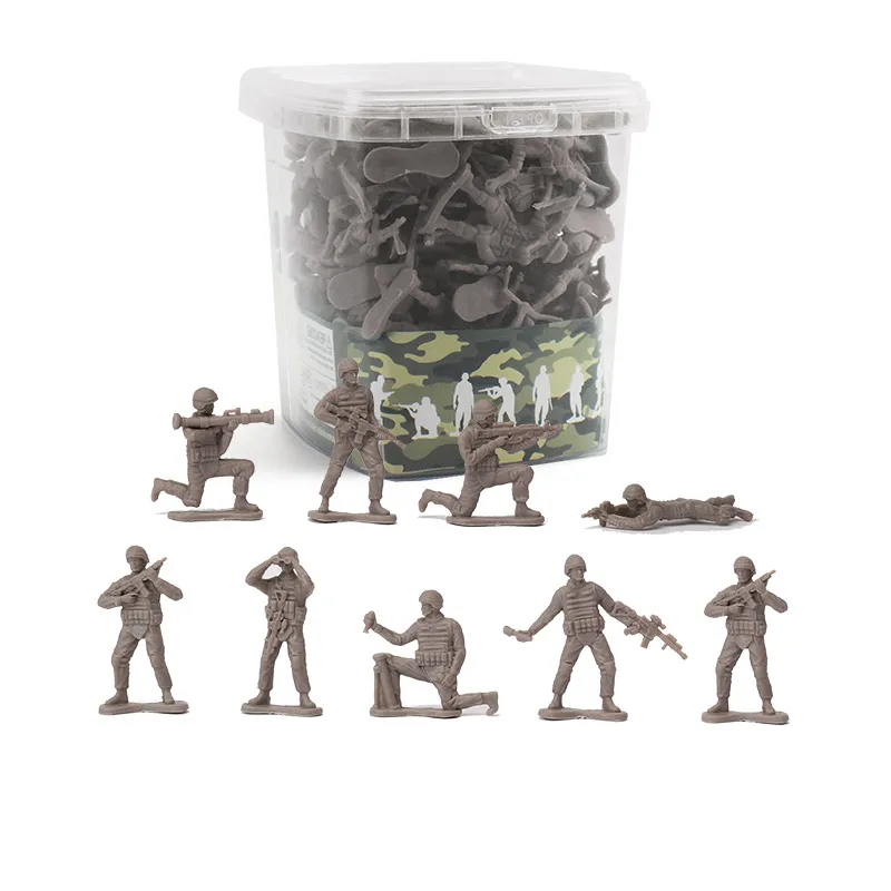 ViiKONDO-Playset militar masculino, brinquedo masculino do exército, soldado de plástico, balde de armazenamento, combate Frontline, wargame divertido, modelo estatueta, presente do garoto, 96 peças