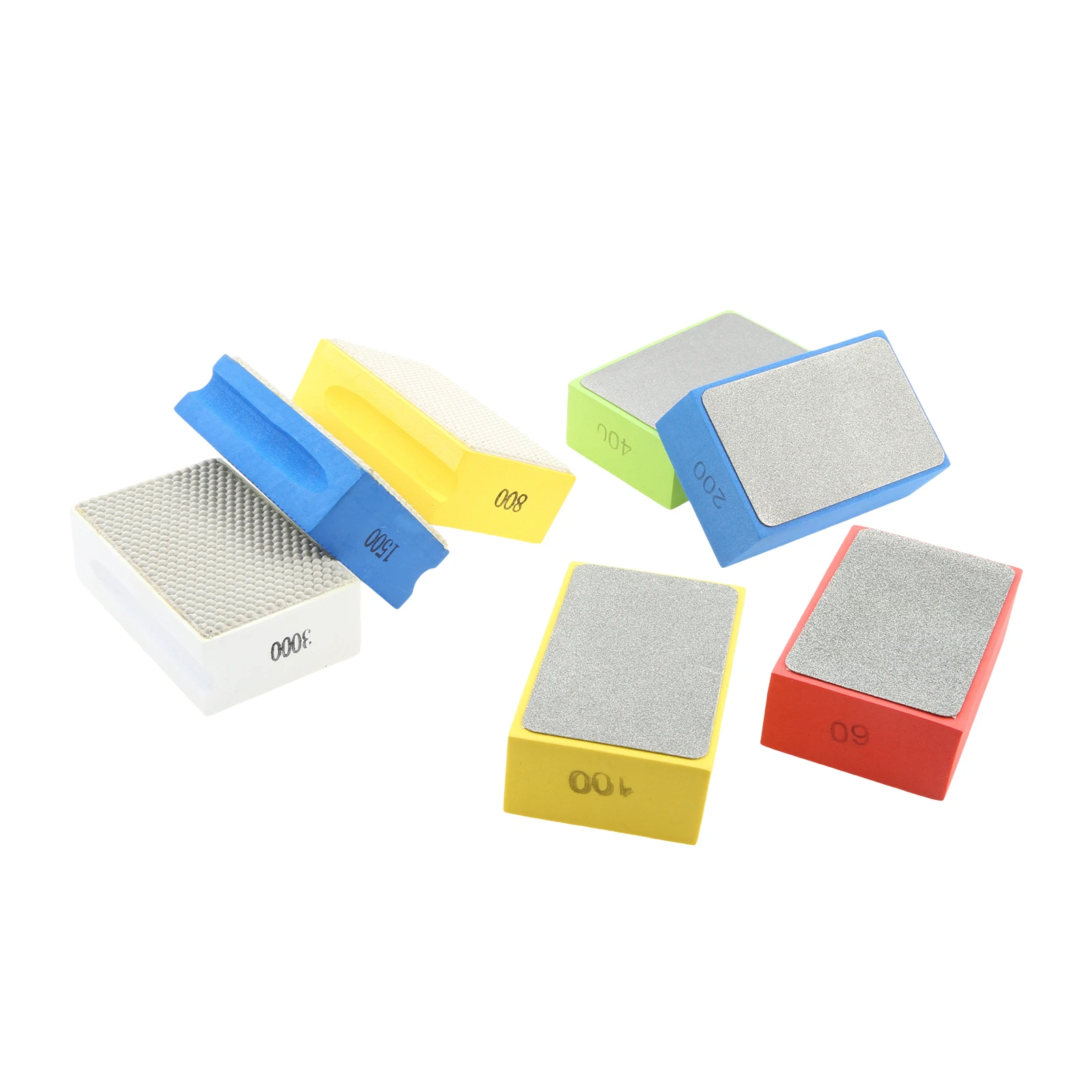 7PCS Diamond Hand Polishing Pads For Polishing Glass Wood Stone Metal DIY Home Projects Tool 60/100/200/400/800/1500/3000 Grit