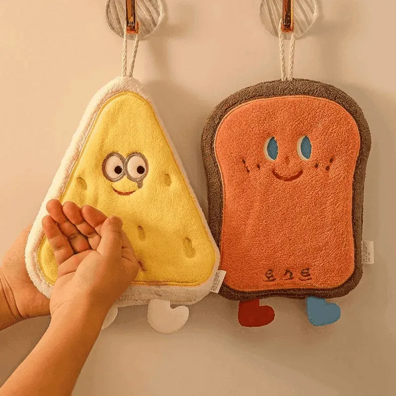 

1/2-piece set of Korean cute cartoon hand towel hanging type quick drying children's thick coral fleece hanging towel essential