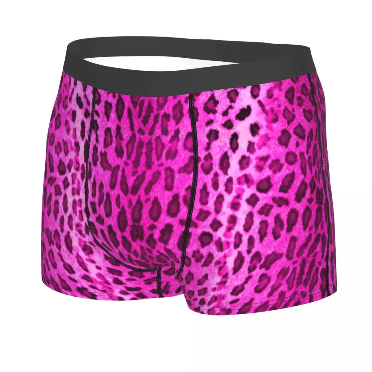 Custom Pink Leopard Boxer Shorts For Men 3D Printed Male Animal Skin Print Underwear Panties Briefs Stretch Underpants