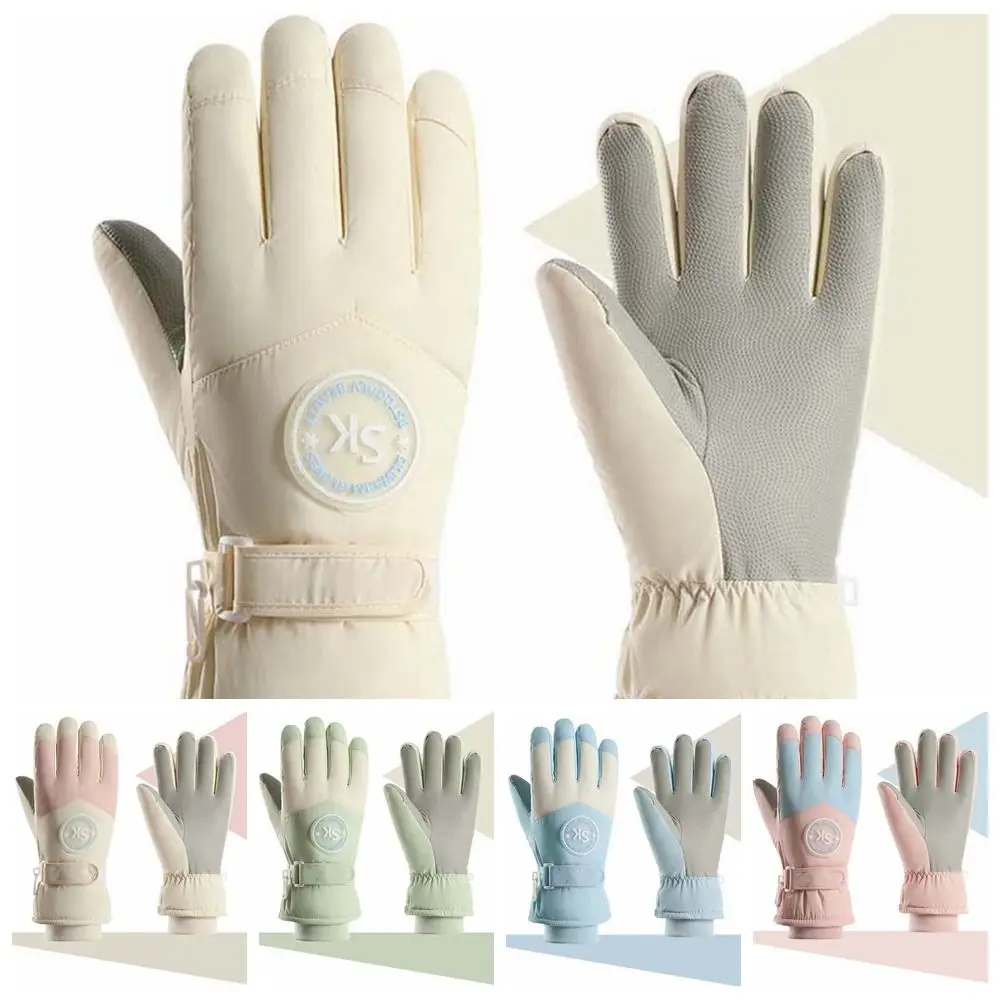 Oxford Cloth Thickened Gloves Coral Fleece Soft Ski Anti-cold Mittens Warmer Anti-splash Water Unisex Windproof Gloves Winter