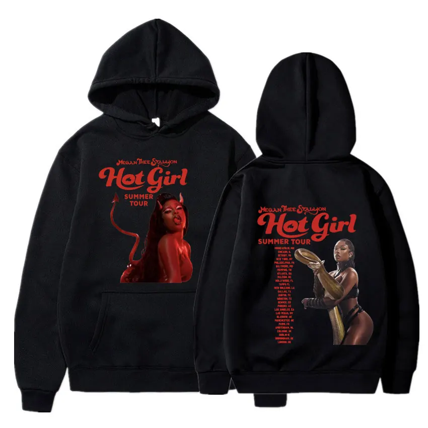 

Rapper Megan Thee Stallion Hot Girl Summer 2024 Tour Hoodies Men Women Hip Hop Vintage Hooded Sweatshirt Casual Oversized Hoodie