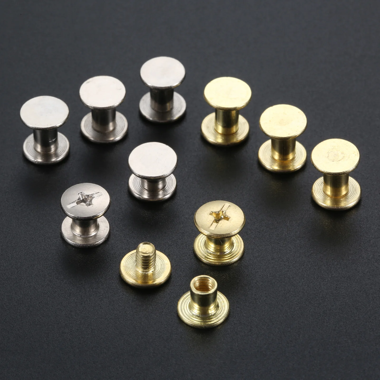 10 Pcs M5 x6mm /M5 X8mm Leather Bag Belt Photo Scrapbook Album Account Book Post Binding Screw Nail Rivet Bolt Golden Silver