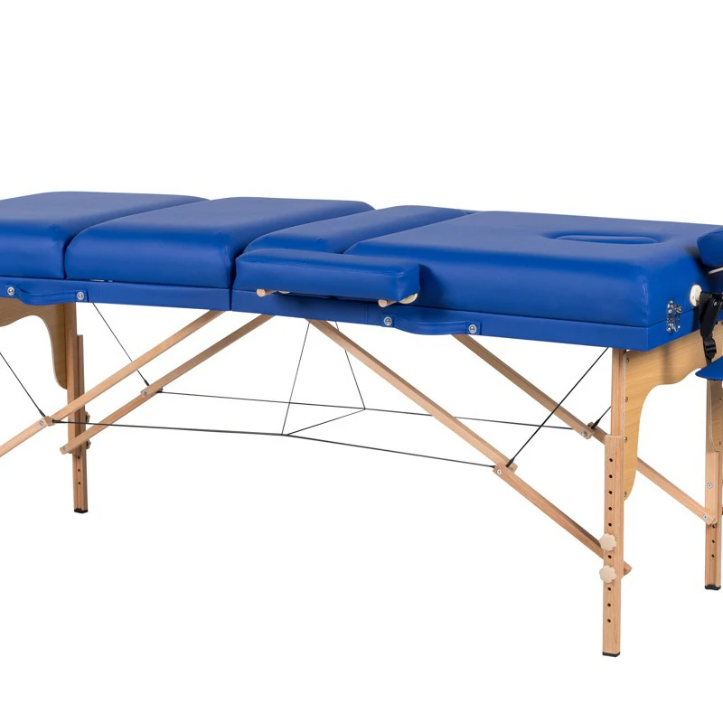 Four-Fold Wooden Folding Massage Bed for Home Spas Cosmetic Tattoo Clinics or Hospitals