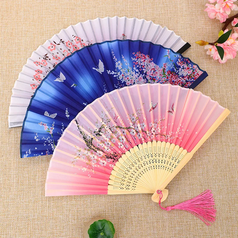 Vintage Folding Hand Fan Chinese Bamboo Fans Japanese Craft Gift Hand Fan Women Dance Performance Props Home Decoration Ornament