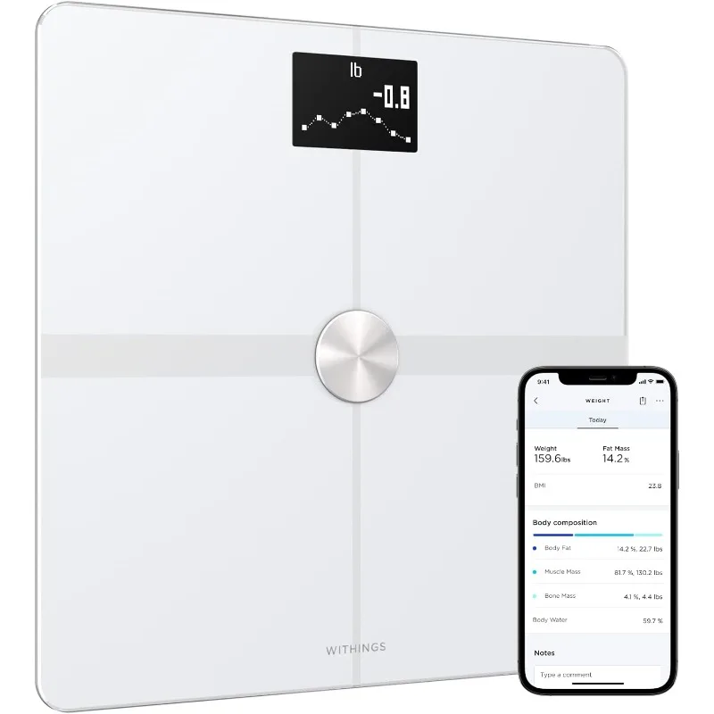 Withings Body+ Wi-Fi bathroom scale for Body Weight Digital Scale and Smart Monitor Body Composition Scales