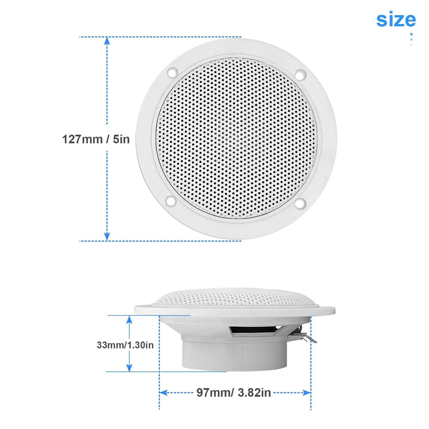 2 Pairs 4 inch 120Watts Waterproof Marine Speakers Boat Dual Full Range Speaker For Outdoor UV-Proof Golf Cart SPA RV Motorcycle