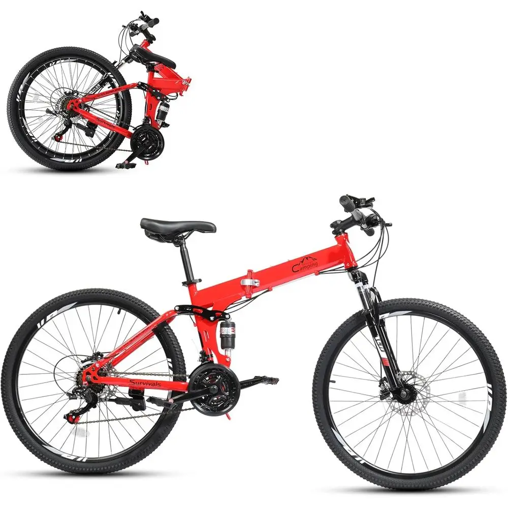 

Велосипед с регулируемой подвеской 26-27,5 дюймов, 21 скорость, двойные дисковые тормоза, складной механизм One Touch, подходит для мужчин, женщин и пожилых людей