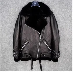 CC Shop Top,fashion Women Genuine leather jacket,winter warm 100% fur coat.sheepskin wool clothes,plus size shearling clothes