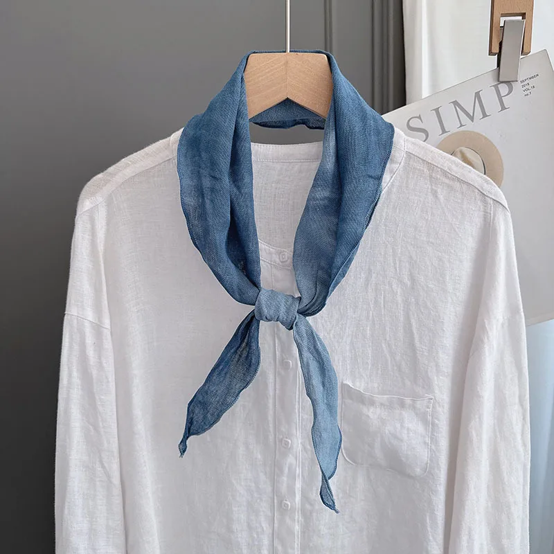 

Hand-dyed color-blocked-shaped scarf women2025Spring and Autumn New Arrivals100%linen breathable medium-length