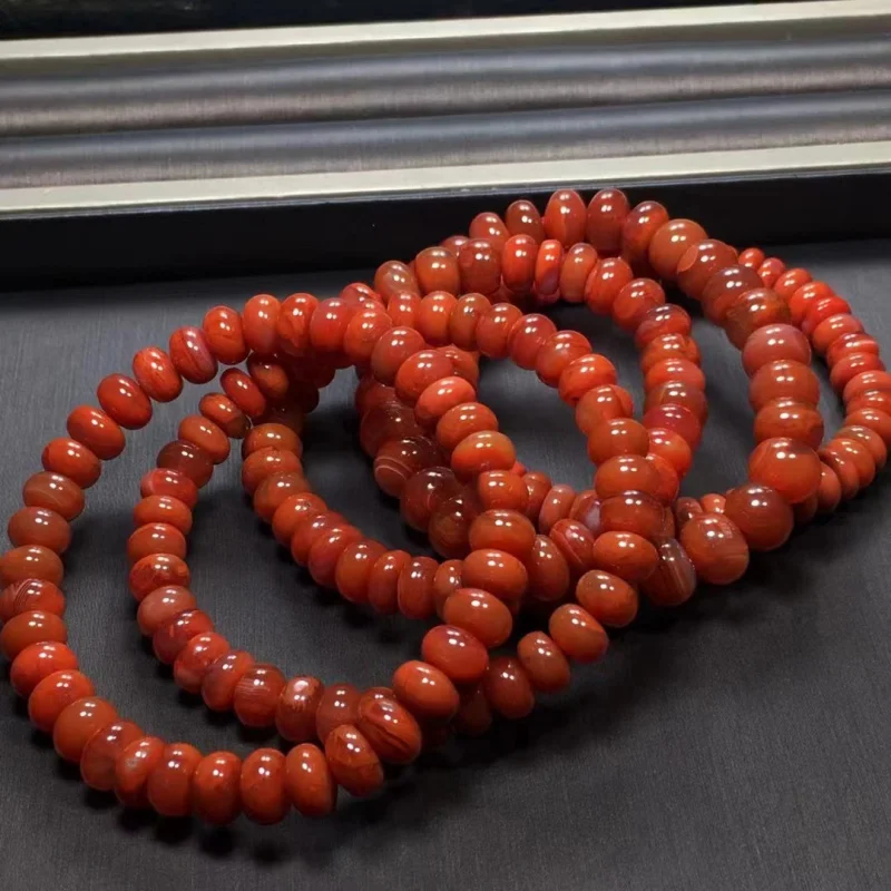 Natural Liangshan South Hongchuan Material Abacus Beads-9mm Bracelet