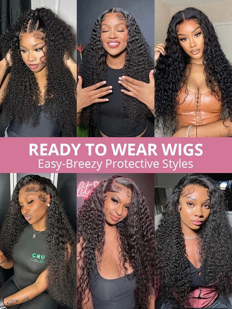 HD Transparent 13x6 13x4 Deep Wave Frontal Wig Brazilian Remy 40 46 Inch Water Curly Lace Front Human Hair Wigs For Women 300% image 5