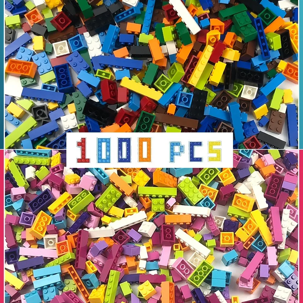 500/1000PCS Building Blocks Basic Parts Small Size Classic Bricks Accessories Toys for Kids Compatible with Mini Action Figures