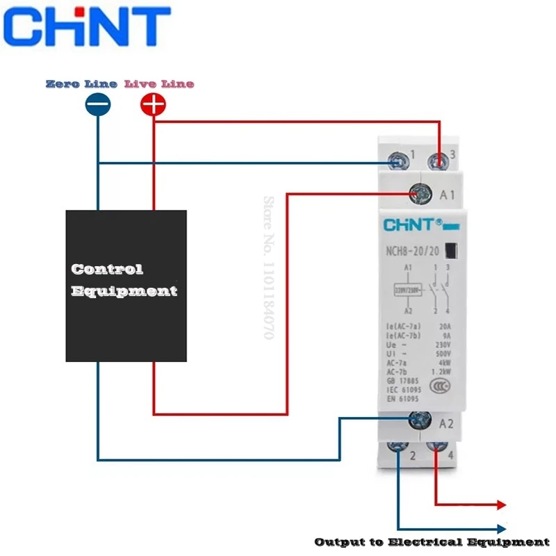 Original CHINT NCH8-20 NCH8-25 Din Rail Household AC Modular Contactor for Home 2NO 2NC 1NO 1NC 220V/230V