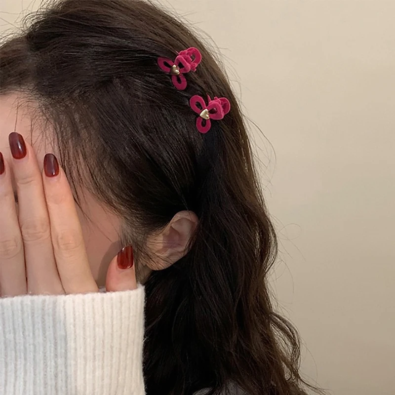 1Pc 빈티지 미니 머리 발톱 벨벳 여자를위한 달콤한 작은 머리핀 여자 모자를 쓰고 있죠 패션 깨진 헤어 클립 헤어 액세서리