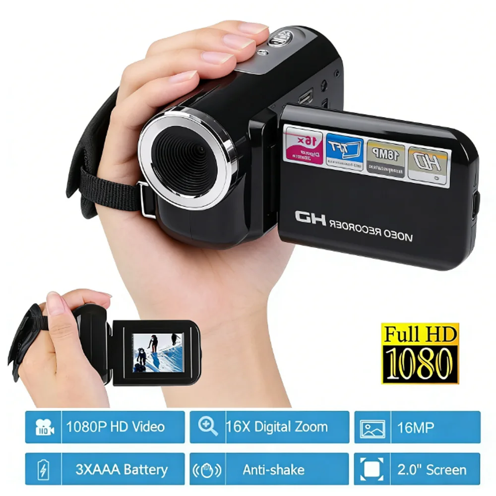 

16-мегапиксельная камера 1080P с заполняющей подсветкой, цифровая 2,4-дюймовая видеокамера с вращающимся экраном, HD-видеорегистратор с 16-кратным зумом, HD-камера, подарок на день рождения