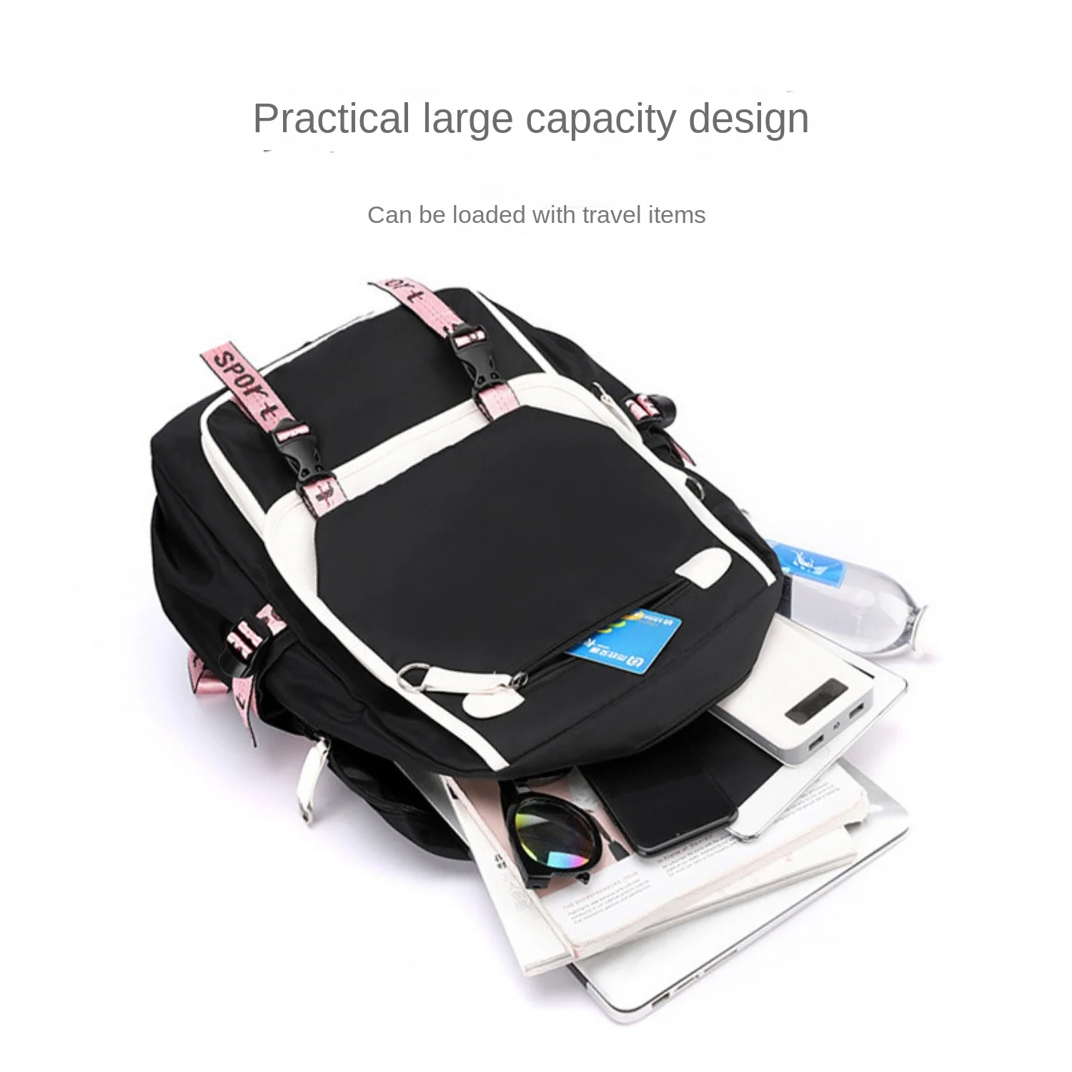 2024 New Casual Men and Women Shoulders Backpack College Wind Pattern Travel Middle School High School Shoulder Bag backpack image 3