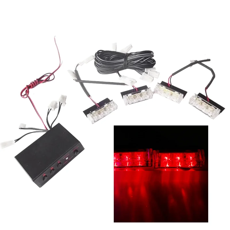 One Drag Four Strobe Lights Strobe Lights Signal Lights Car LED Lights General Car Supplies,Red Light