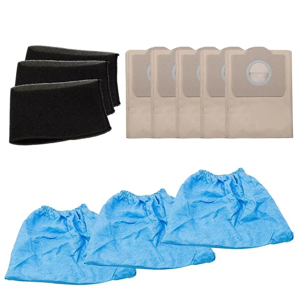 3Pcs Foam Filters & Cloth Cover For Einhell TC-VC 1820 TC-VC 1815 Wet And Dry Vacuum Cleaner With 5Pcs Dust Bags