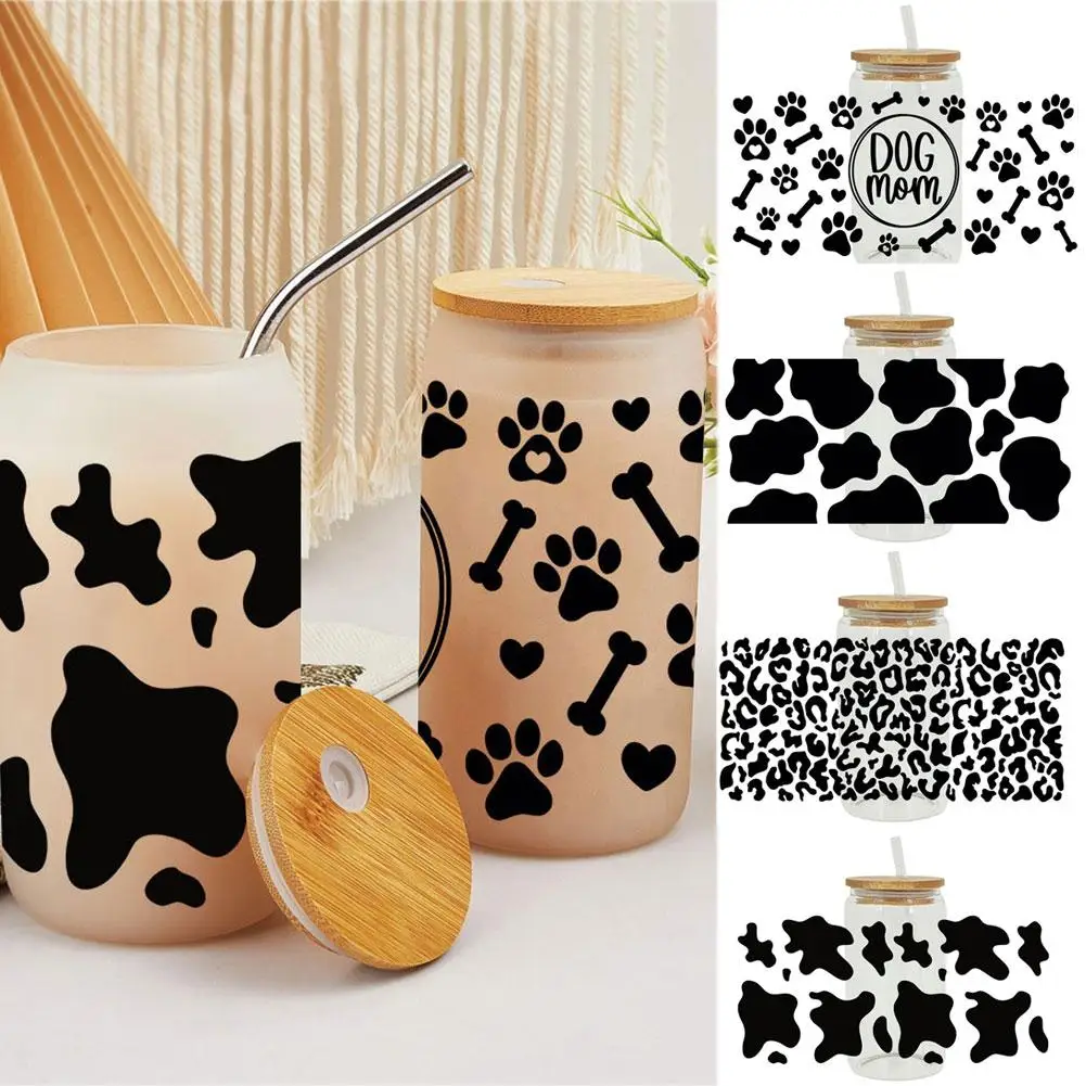 Leopard UV DTF Transfer Sticker Design Waterproof 16OZ Cups Wraps Sticker Rub On Transfers For Crafts Furniture Custom Logo J0F2