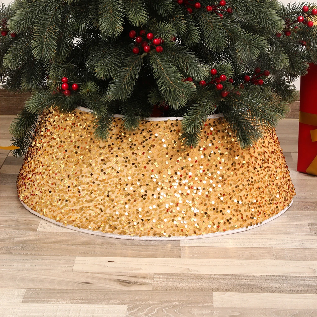 Sparkly Christmas Tree Base Cover For Festive Home And Long Service Life. When Light Reflects Sequin