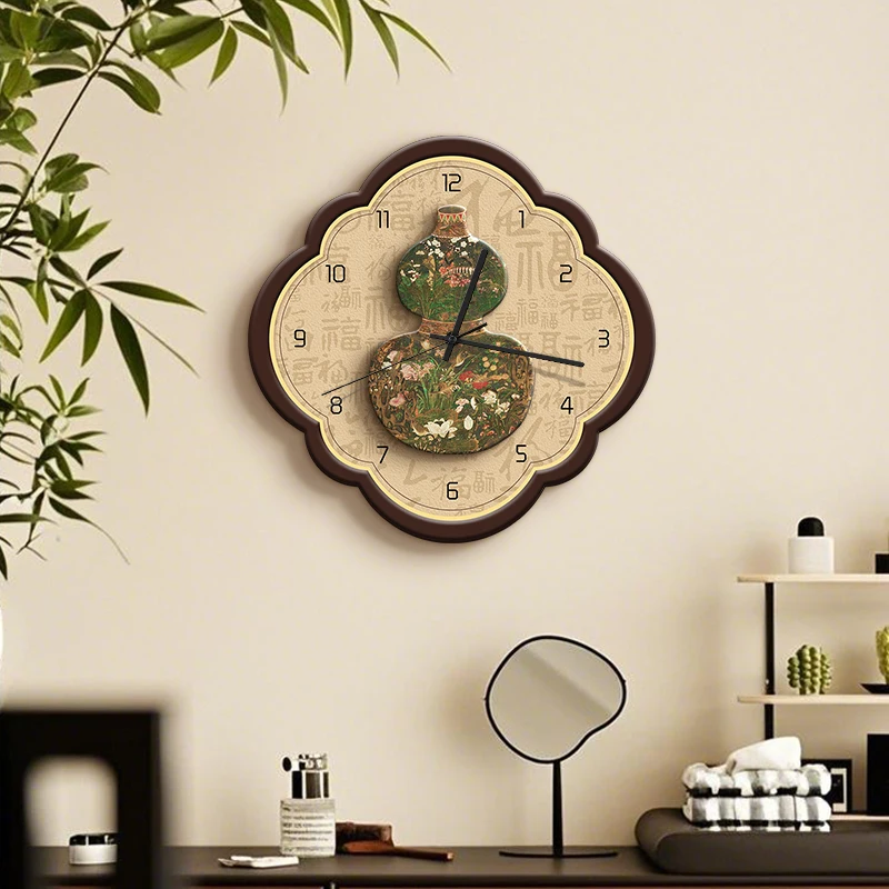 

French Mid-Century Vintage Gourd Wall Clock Silent Non-Ticking Retro Home Decor For Living Room Luxury Design