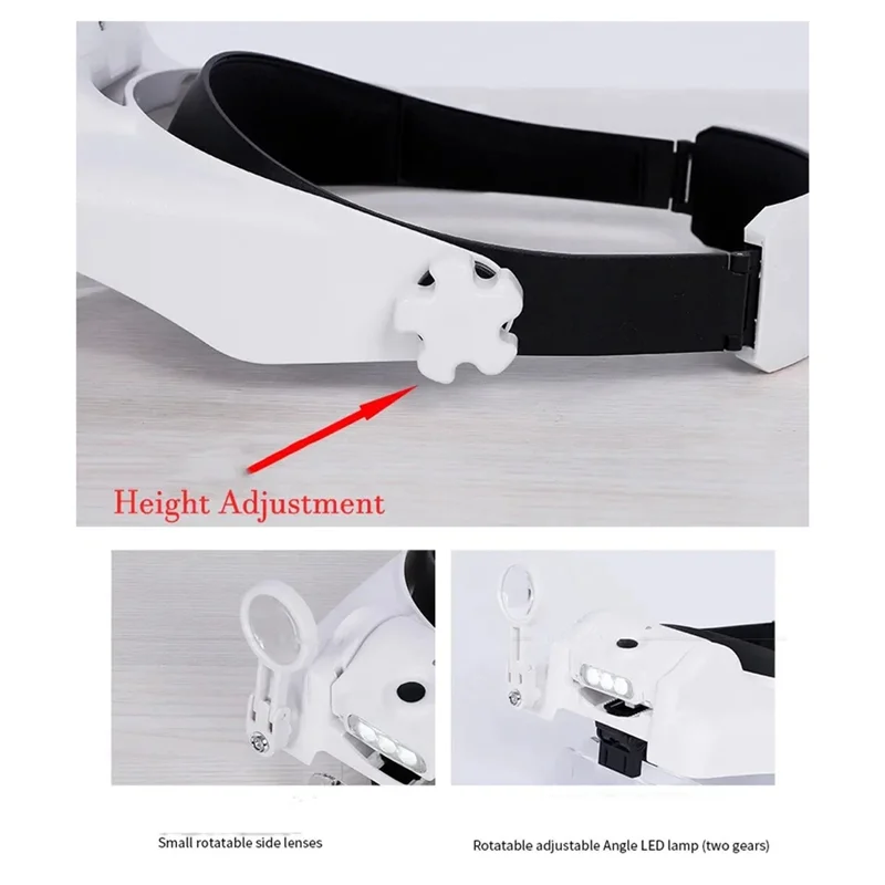 B84B-Reading Glasses With 5-Lens Long Standby Magnifier 31 Multiples Magnifying Glass Led Light Soldering Loupe