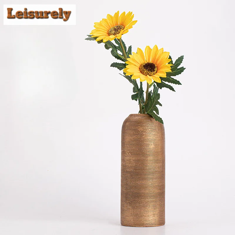

Handmade Brushed Gold Threaded Ceramic Vase Flower Pot Plants Basket Nordic Wedding Decorative Dining Table Home For Decoration